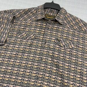 Howler Bros Shirt Mens XL Brown H Bar B Cactus Western Snap Front Short Sleeve